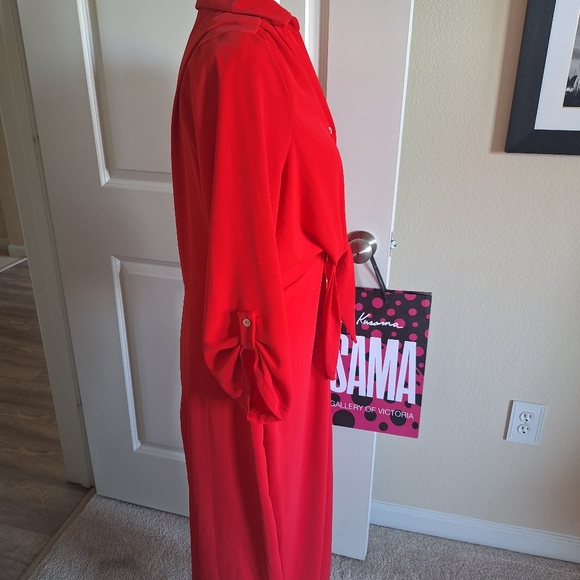 Red Button-Up Dress New With Tags Size XL - Picture 4 of 10